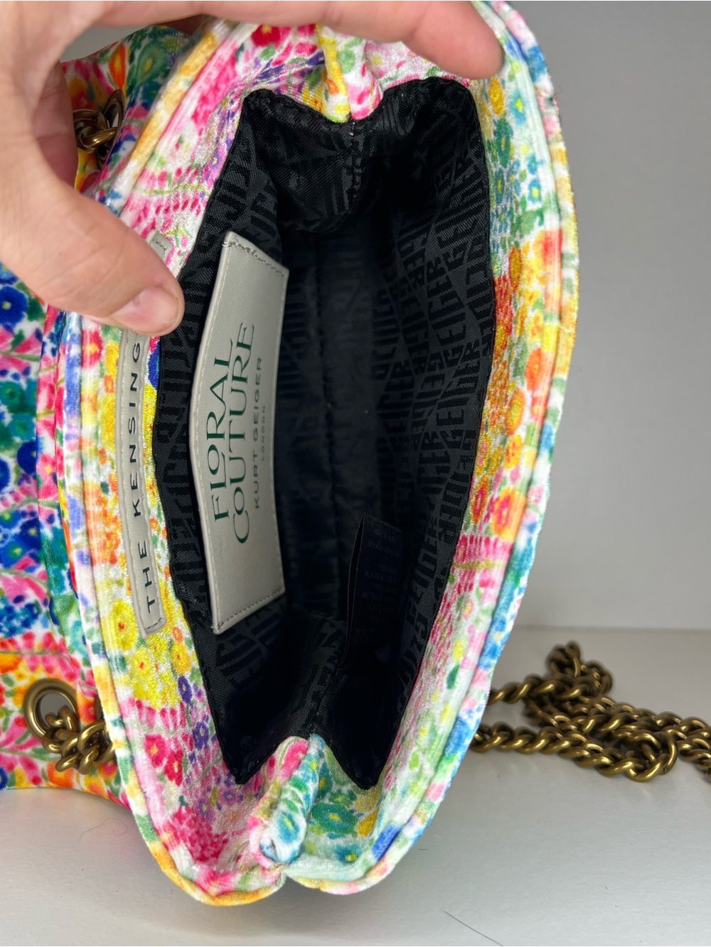 EUC Kurt Geiger Bugs Floral Couture Crossbody Velvet - Picture 9 of 9
